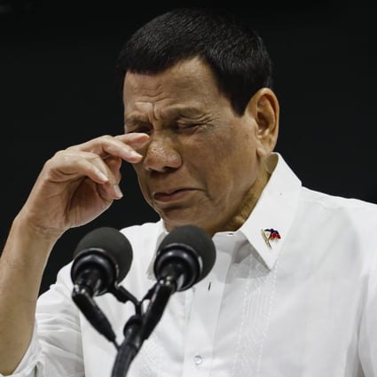 Philippine President Rodrigo Duterte pictured delivering a speech in July last year. Photo: EPA