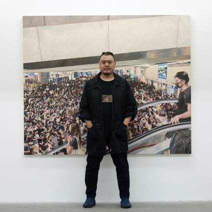 Chow Chun-fai at Gallery Exit in Aberdeen, Hong Kong, where his solo exhibition ‘Portraits From Behind’ is being held. Photo: Jonathan Wong