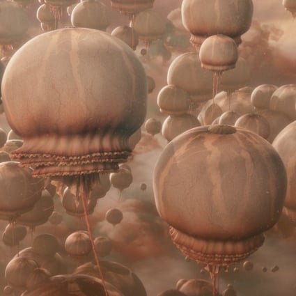 Carl Sagan collaborated with fellow astrophysicist Ed Salpeter to design life forms with plausible evolutionary histories for long-term survival in the clouds of Jupiter, such as these “floaters”, featured in Cosmos: Possible Worlds on the National Geographic Channel. Photo: Cosmos Studios