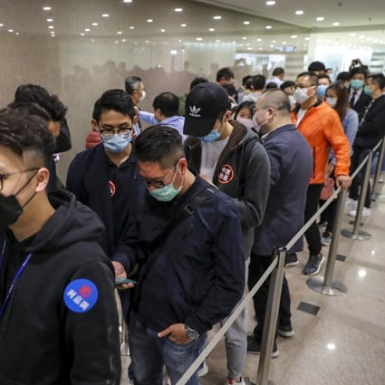 People lining up for Wheelock's Ocean Marini project in Tseung Kwan O on March 14. Photo: Edmond So
