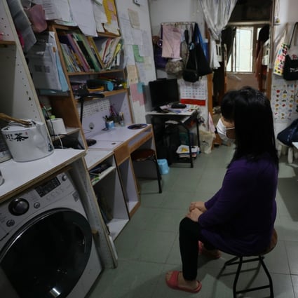 Mrs Lai says she shares a 800 sq ft flat with nine other households and does not want her children to leave the flat during the Covid-19 threat. Photo: Xiaomei Chen