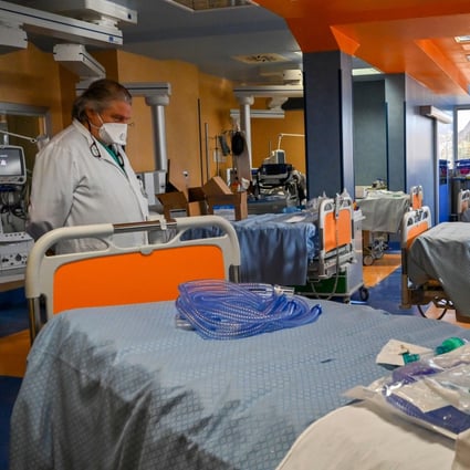 A doctor tours an intensive care unit for Covid-19 cases at a hospital in Rome. Photo: AFP