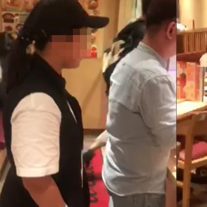 Screengrabs of a video that went viral shows a girl who dined at a Japanese restaurant on Monday wearing a quarantine wristband. Photo: Facebook