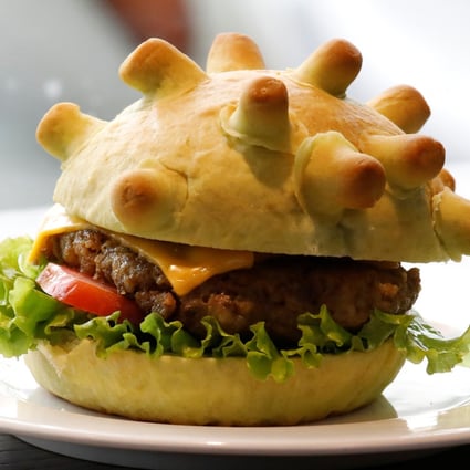A burger shaped as the coronavirus at a restaurant in Hanoi, Vietnam. Photo: Reuters