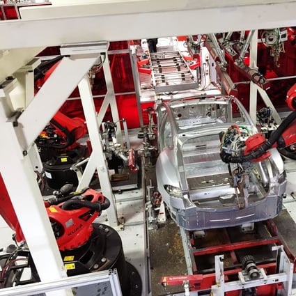 A Tesla Motors factory in Fremont, California. The Covid-19 pandemic is just the latest headache for the lithium industry, with prices down 37 per cent in the past year due to oversupply concerns. Photo: Reuters