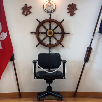 The battered office chair reputed to have been used by Vice-Admiral Masaichi Niimi of the Imperial Japanese Navy during the occupation of Hong Kong at the Marine Police Headquarters. Photo: Xiaomei Chen