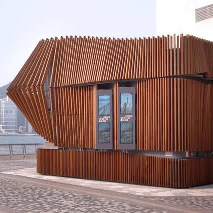 Hong Kong studio LAAB designed a food kiosk, called Harbour Kiosk, on the Avenue of Stars on the Tsim Sha Tsui promenade, made out of red balau wood. Outdated building codes are holding back timber’s wider use in construction in Hong Kong.