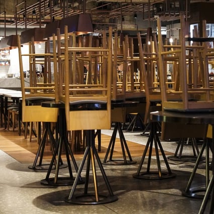 A closed restaurant in Hong Kong’s Lan Kwai Fong district. Social distancing measures introduced by the government have also dealt a big blow to the city’s restaurant industry. Photo: Robert Ng