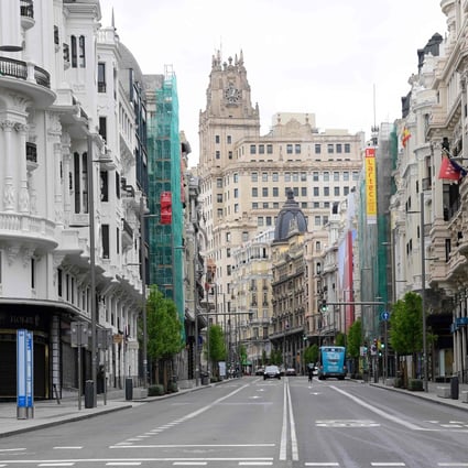 An empty Gran Via street in Madrid, Spain. Photo: AFP