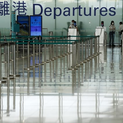 The departure hall at Hong Kong International Airport sits empty in late March. Photo: Sam Tsang