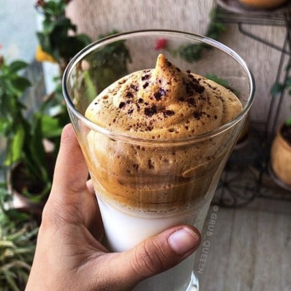 Instagram image with the hashtag #dalgonacoffeechallenge, one of many showing off people’s attempts at making the drink. Photo: Instagram / @grub_queeen