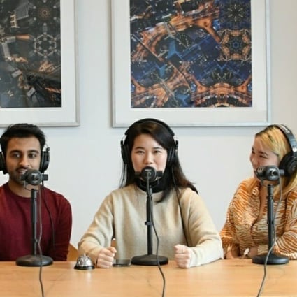 (From left) Guest Simon Leow with the Asians in Britain team Sanil Patel, Fung and Teresa Fan.