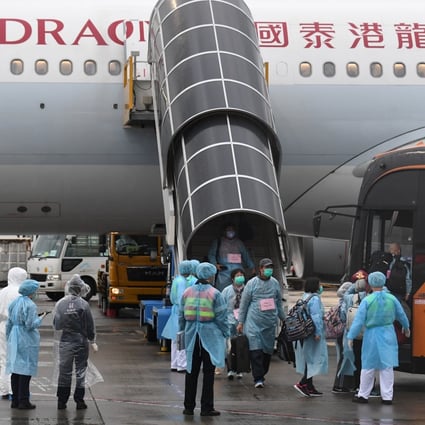 The Hong Kong government sent chartered flights to pick up residents stranded in Japan, Hubei province in mainland China and Peru. Photo: Xinhua