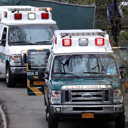 Ambulances are seen outside an emergency field hospital in New York’s Central Park on Wednesday. Photo: Reuters
