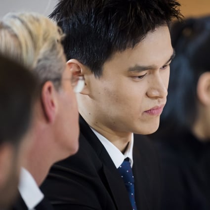 Sun Yang at the Court of Arbitration for Sport hearing in November 2019. Photo: EPA