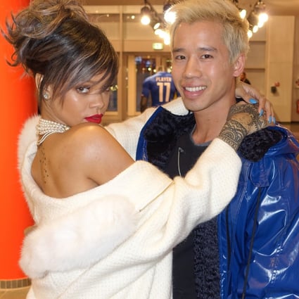 Just Jared founder Jared Eng, here pictured with singer Rihanna, has added styling Hollywood’s young stars to his skill set, dressing them in everything from Saint Laurent to Ferragamo.
