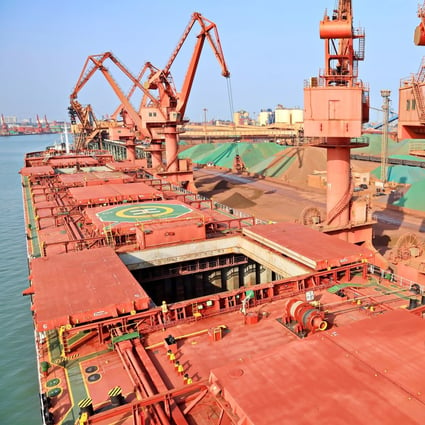 A dry bulk vessel shipping iron ore at a port in mainland China. Demand from China is holding up the sector, with first-quarter iron ore imports at around 2019 levels, Hong Kong-based Mandarin Shipping says. Photo: Shutterstock