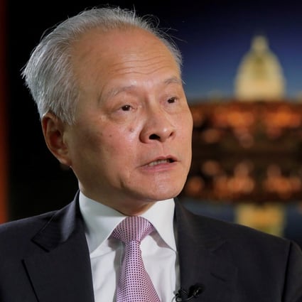 Cui Tiankai, China's ambassador to the United States, accused senior US politicians on Tuesday of ignoring scientific expertise to pursue “groundless accusations” about the Covid-19 pandemic. Photo: Reuters