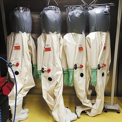Hazard suits worn by researchers at the Wuhan Institute of Virology’s specialist laboratory, the only facility on the Chinese mainland equipped for the highest level of biosafety. Photo: Handout
