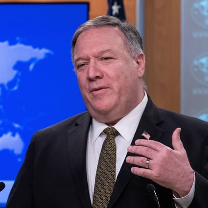 Secretary of State Mike Pompeo during his briefing on Wednesday in Washington. Photo: AP