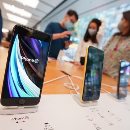 The new iPhone SE is seen at the Apple Store in Causeway Bay, Hong Kong, April 24, 2020. Photo: SCMP/ Felix Wong
