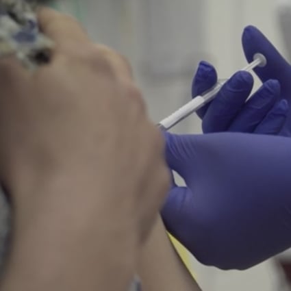 A screen grab from a video issued by Britain’s Oxford University showing the first human trials for a potential coronavirus vaccine. Photo: AP