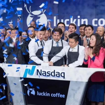 Luckin Coffee’s trading on the Nasdaq exchange in New York on May 17, 2019. Photo: finance.china.com.cn