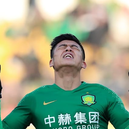 Beijing Guoan’s Zhang Yuning laments a missed opportunity against Shandong Luneng during the 2019 Chinese Super League. Photo: Xinhua