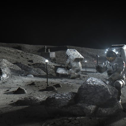 This illustration made available by NASA in April 2020 depicts Artemis astronauts on the Moon. Photo: NASA via AP