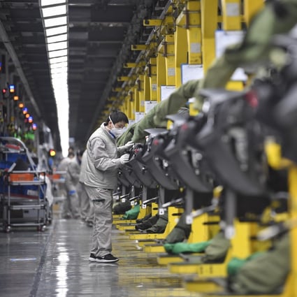The assembly line of FAW-Volkswagen Automobile in the Sichuan provincial capital of Chengdu in southwest China on February 19, 2020. Photo: Xinhua