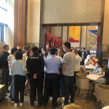 More than 300 of the 2,000 customers who bought flats at Tahoe’s Dacheng Xiaoyuan project have been staging protests at its sales centre and posting articles on social media platforms. Photo: Handout