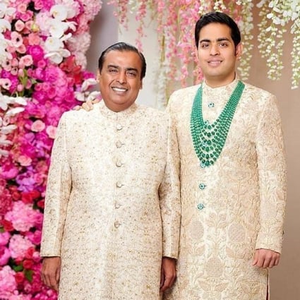 Asia’s richest man Mukesh Ambani and his eldest son Akash Ambani. Photo: @ambani_akash/Instagram