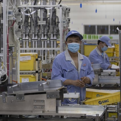 Industrial production, a measurement of output in China’s manufacturing, mining and utilities sectors, grew by 3.9 per cent from a year earlier in April, reversing a 1.1 per cent contraction in March. Photo: AP