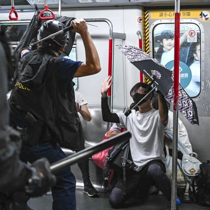 Police use force during the clearance of Prince Edward station on August 31. Photo: Handout