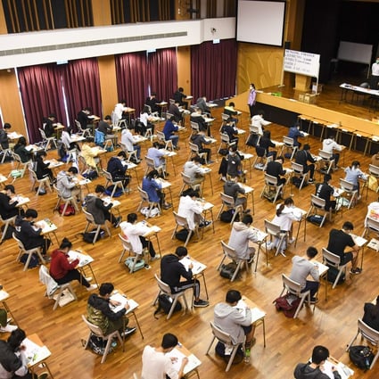Students sit for the Hong Kong Diploma of Secondary Education (DSE) at the Munsang College in Kowloon City on April 27. Photo: Handout