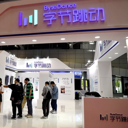 People are seen at the Bytedance Technology booth at the Digital China exhibition in Fuzhou, Fujian province, China May 5, 2019. Photo: Reuters