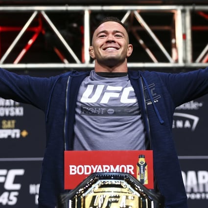 Colby Covington poses during the ceremonial weigh-in ahead of his fight against Kamaru Usman at UFC 245. Photo: AP