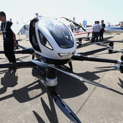 The Ehang 216, an autonomous passenger aerial vehicle (AAV), photographed at Airshow China 2018 in Zhuhai. Photo: SCMP / Dickson Lee