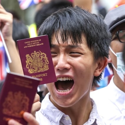 Hundreds of activists march to British consulate in Admiralty in September 2019, urging the UK government to grant full citizenship to those with British National (Overseas) passports. Photo: Nora Tam