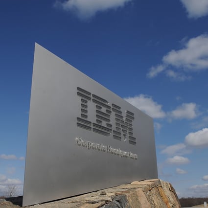 A sign marks the entrance to US technology giant International Business Machines Corp’s corporate headquarters in Armonk, New York. Photo: Agence France-Presse via Getty Images