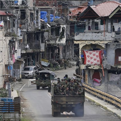 Philippine troops in Marawi city, southern Philippines, after a clash with Islamic State-linked militants. Photo: AP