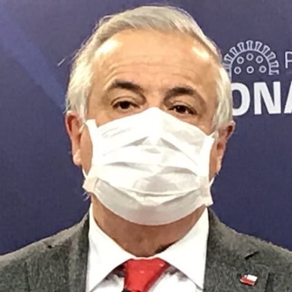 Chile's Health Minister Jaime Manalich speaks during a press conference on the Covid-19 pandemic in Santiago in April. Photo: Chile's Ministry of Health via Xinhua