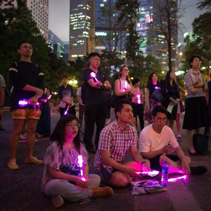 An evening of solidarity to mark the International Day Against Homophobia, Transphobia and Biphobia, in Hong Kong on May 17, 2019. Photo: EPA-EFE