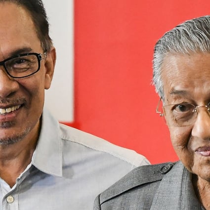 Mahathir Mohamad (right) and Anwar Ibrahim are at loggerheads over who should be Malaysia’s next prime minister should their coalition take power. Photo: AFP