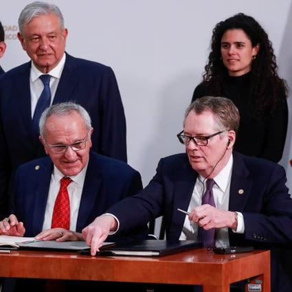 Jesus Seade (front, centre) helped negotiate the United States-Mexico-Canada Agreement (USMCA) with US Trade Representative Robert Lighthizer (front, right). Photo: Reuters