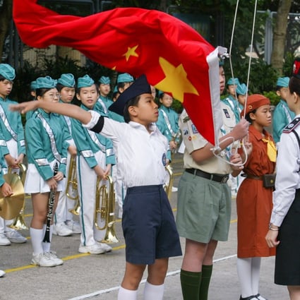 A flag-raising ceremony being held at a primary school in Hong Kong. Photo: Felix Wong