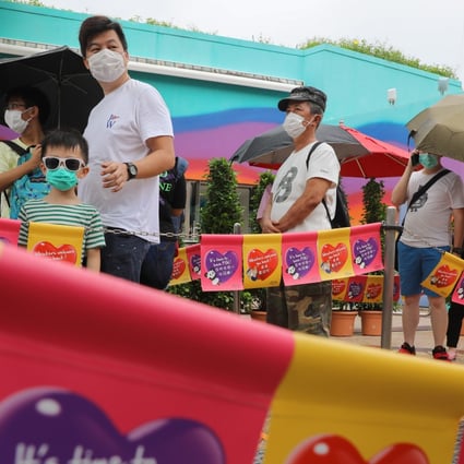 Visitors queue to get into Ocean Park on Saturday. Photo: Sam Tsang