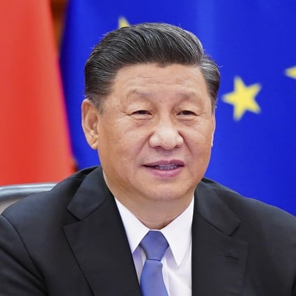 Chinese President Xi Jinping meets with European Council President Charles Michel and European Commission President Ursula von der Leyen via video link in Beijing on Monday. Photo: Xinhua