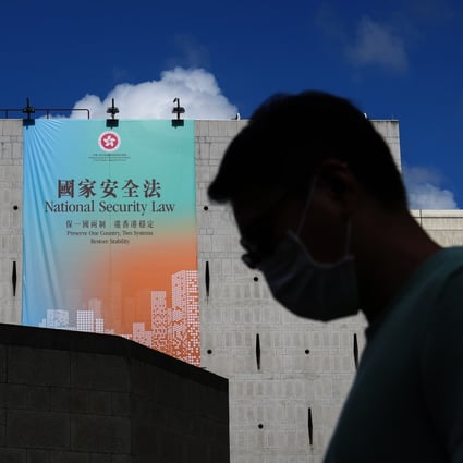 A banner promoting the national security law in Central, Hong Kong. Photo: Sam Tsang