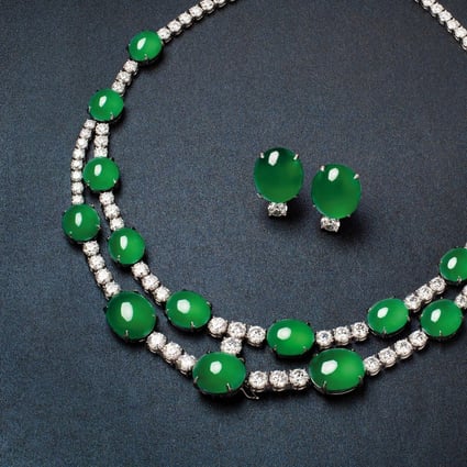 A set of extraordinary jadeite and diamond jewellery is set to go under the hammer, with an estimated sale price of as high as HK$20 million. Photo: Poly Auction